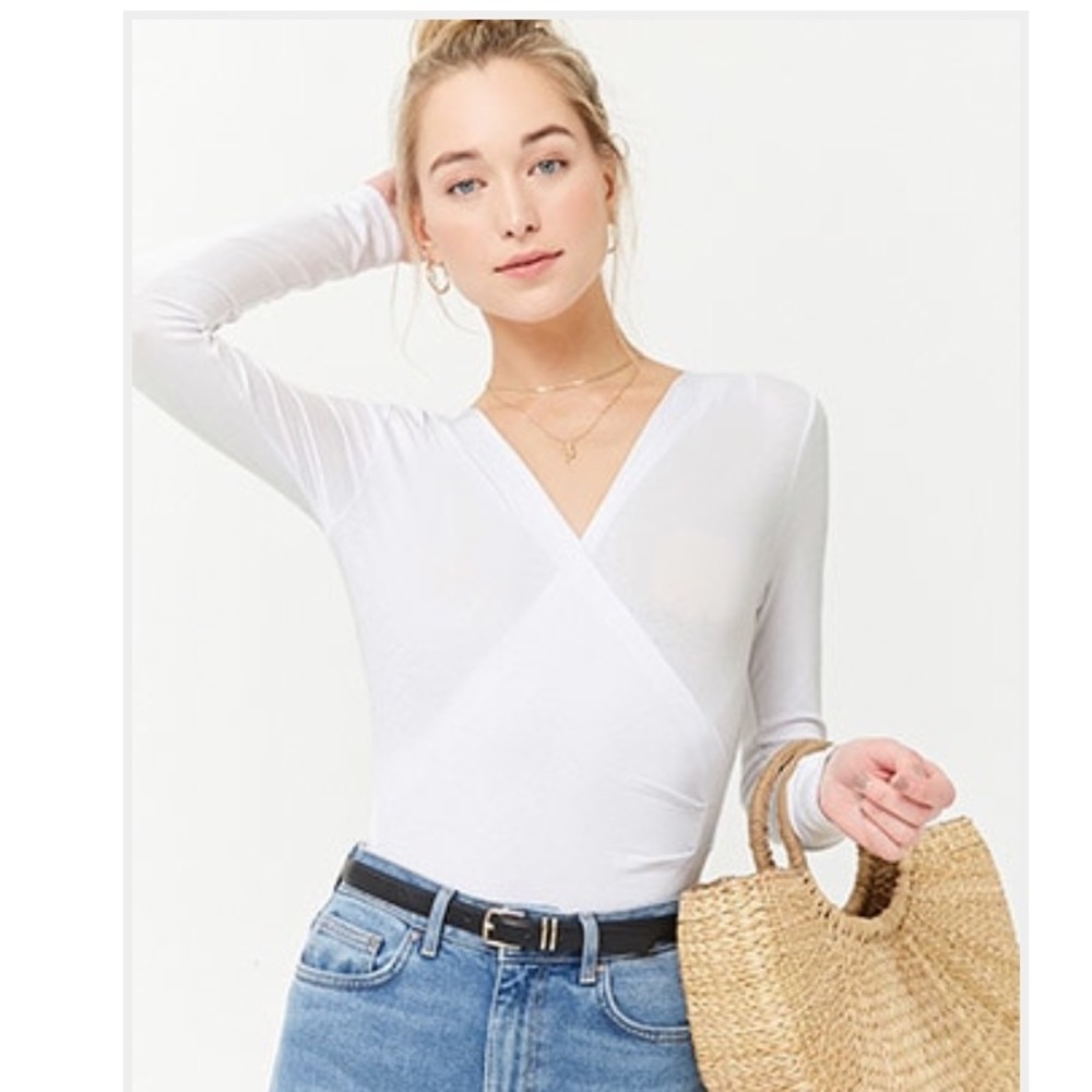 WORN ONCE Tulip Hem Surplice Top